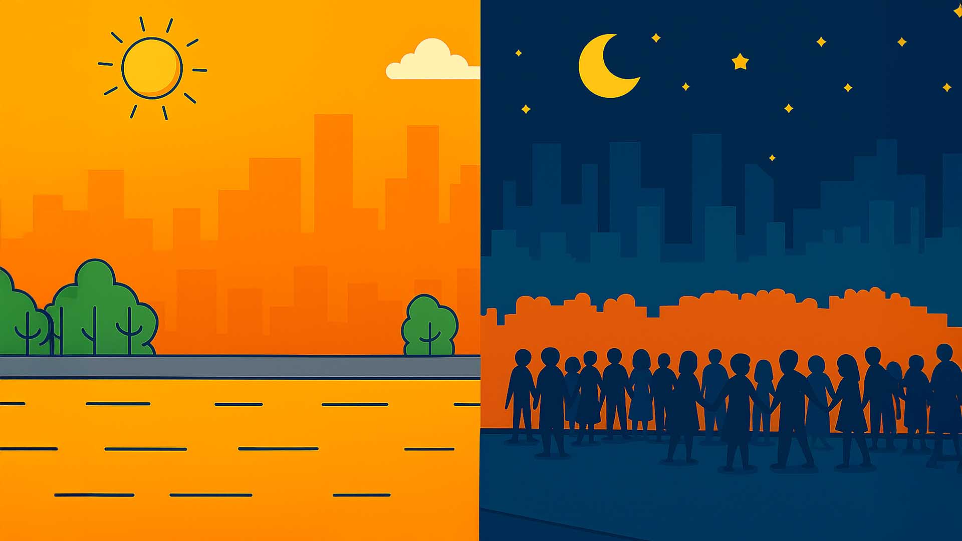 La ciudad que despierta solo de noche